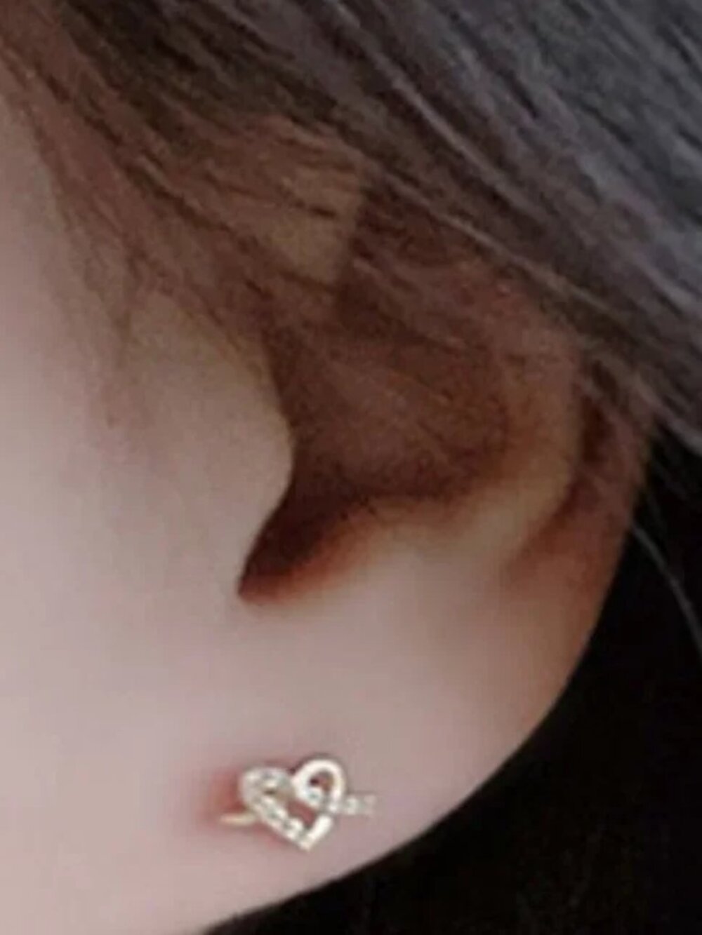 Zircon Heart Stud Earrings Women Silver Tone · Sparkle Accent · New